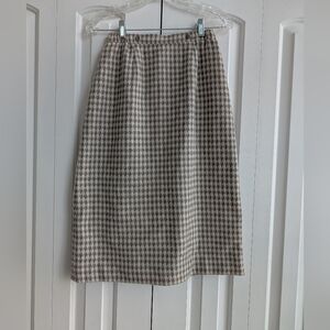 Vintage Setiage Light Grey Wool Houndstooth Skirt Size 6